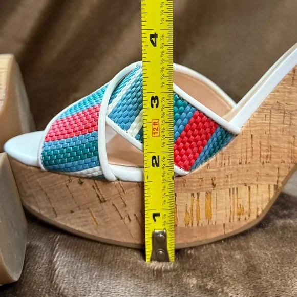 Kate Spade New York Grace Striped Raffia Platform Sandals 9B - Picture 9 of 9